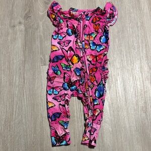 Bums and Roses Vibrant Pink Butterfly Kids Romper